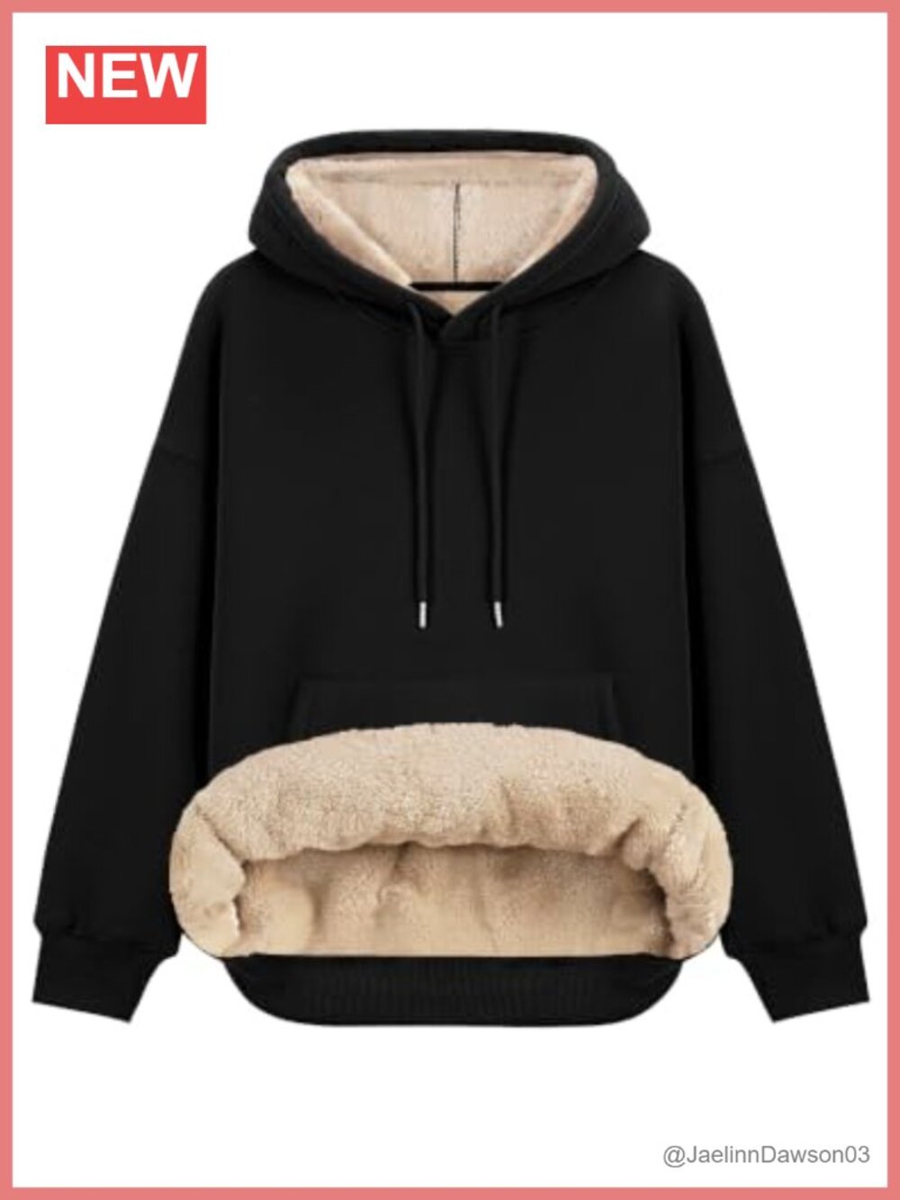 LOMON Fleece Sherpa Lined Pullover Hoodie Loose Warm Winter